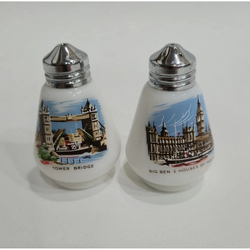 Vtg London Souvenir Salt Pepper Shakers Big Ben Tower Bridge Houses Parliament